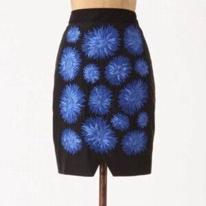 anthropologie Leifsdottir embroidered floral pencil skirt zip 0
